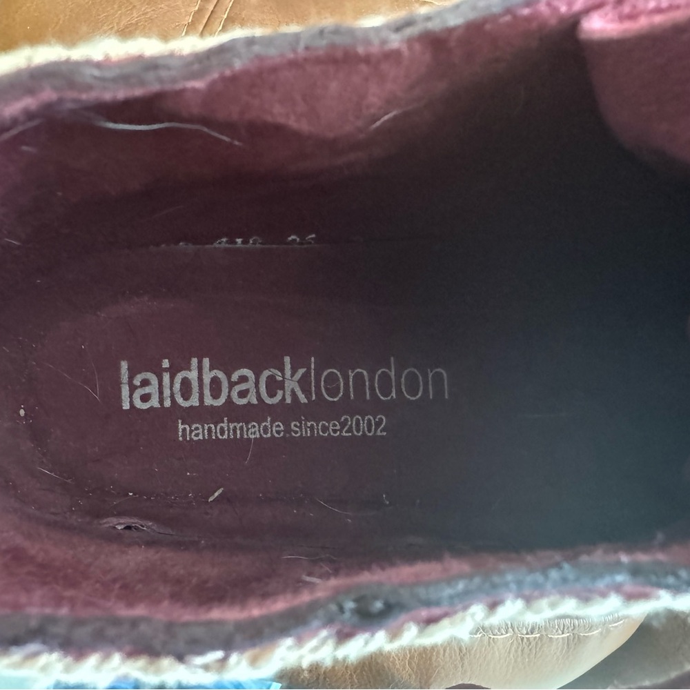 Laidback London Burgundy Suede Ankle Boots with Cream Stitching - Picture 5 of 7